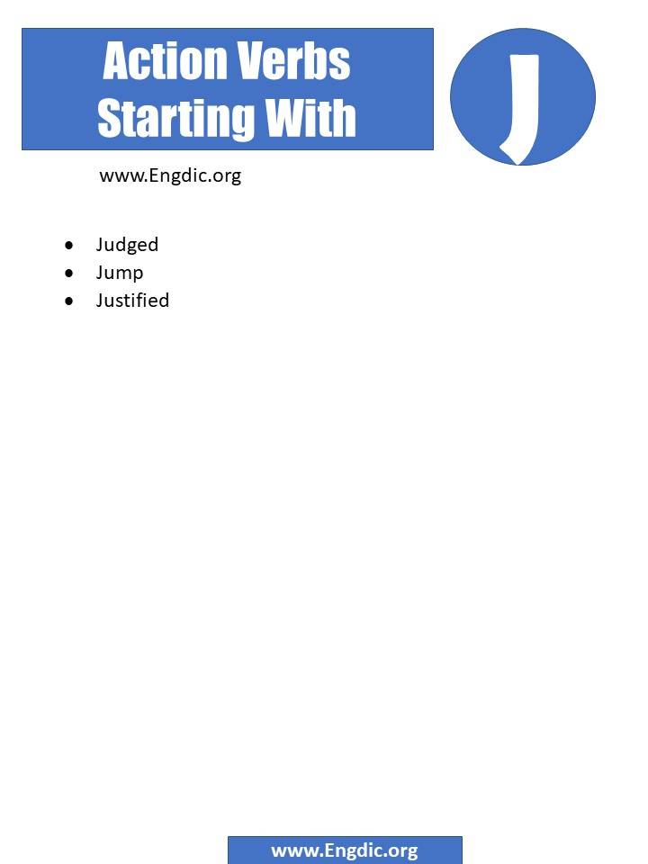 action verbs starting with j