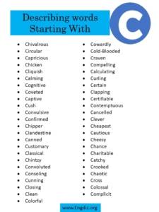 Describing Words That Start With C - EngDic