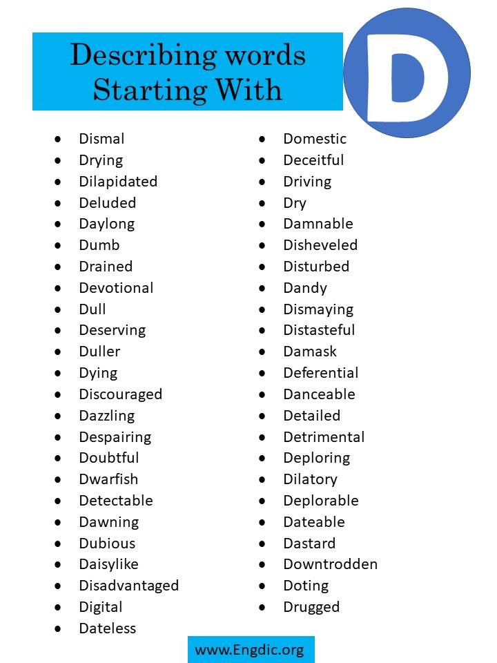 describing words starting with d 2