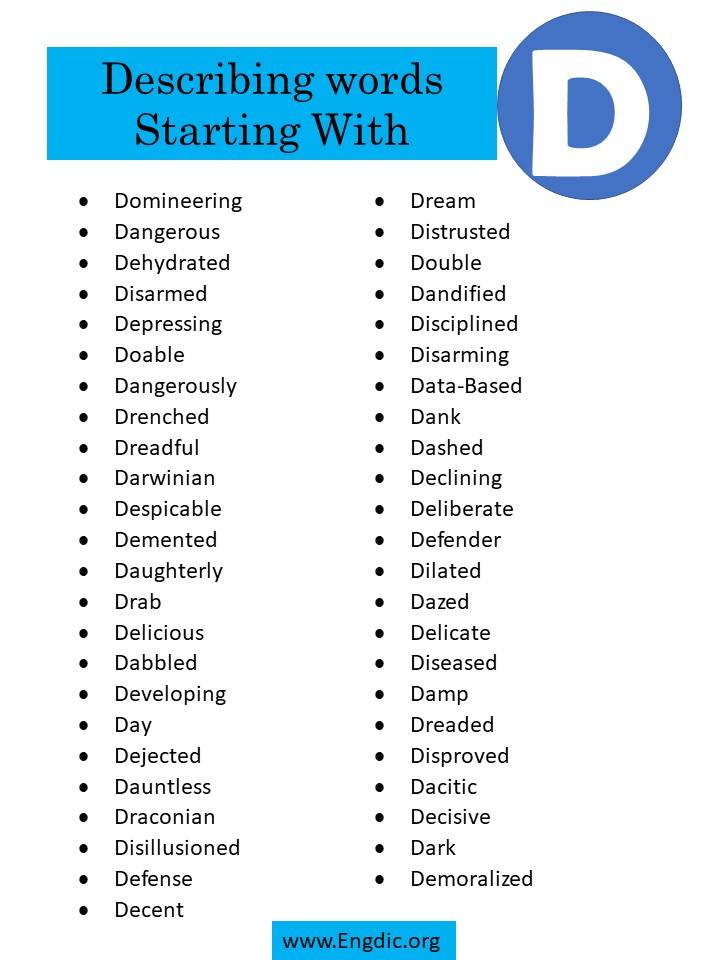 describing words starting with d 3
