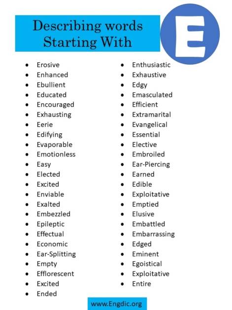 describing-words-that-start-with-e-engdic