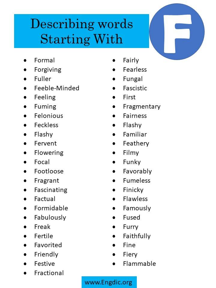 describing words starting with f 2