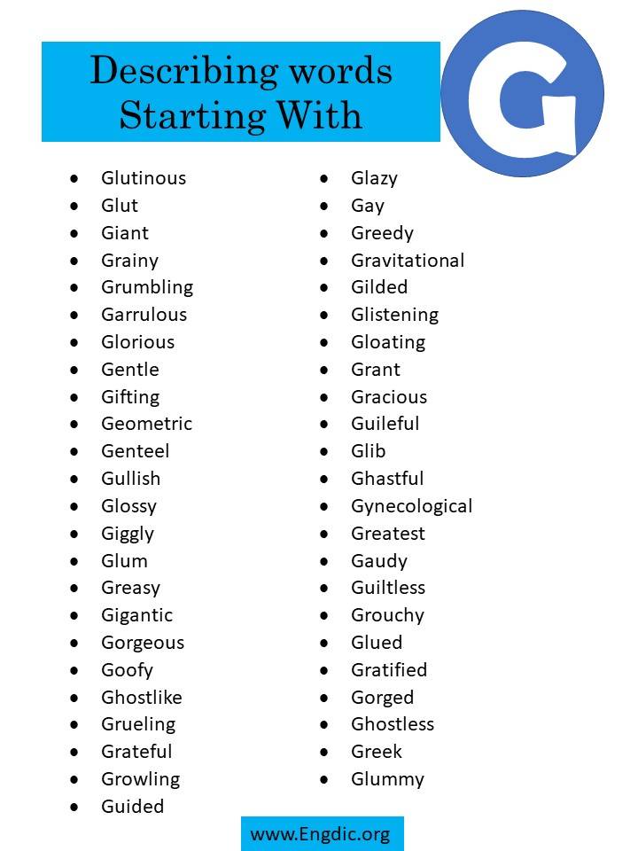 describing words starting with g 3