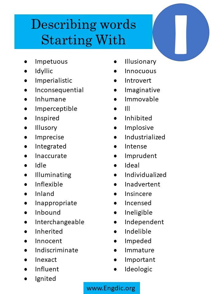 describing words starting with i 2