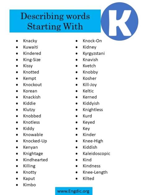 Describing Words That Start With K - EngDic