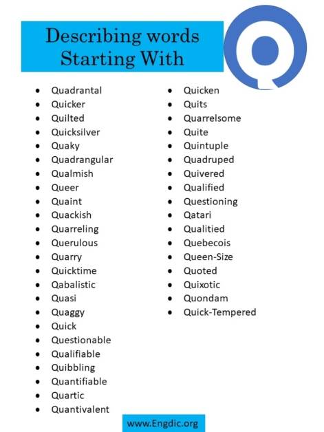 Describing Words That Start With Q - EngDic