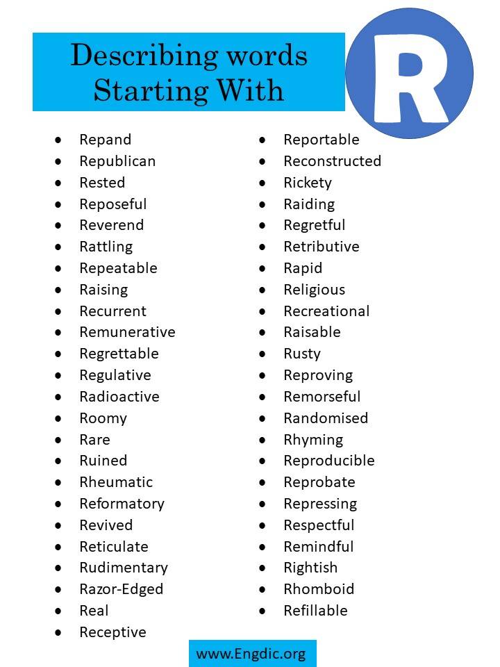 describing words starting with r 2