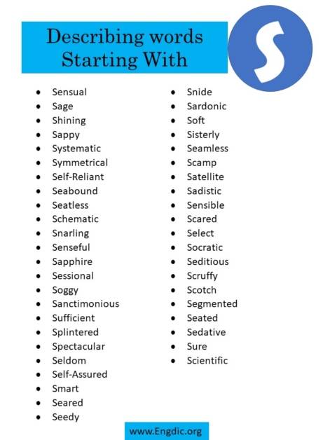 Describing Words That Start With S - EngDic