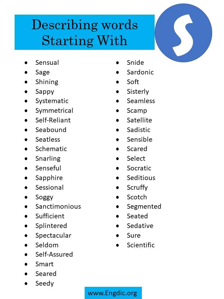 describing words starting with s