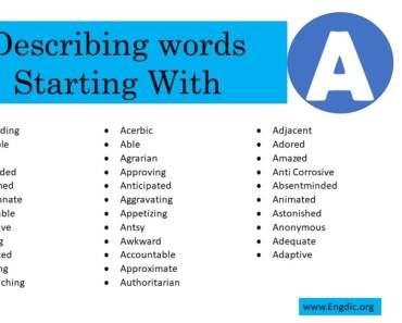 Describing Words That Start With A