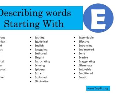 Describing Words That Start With E