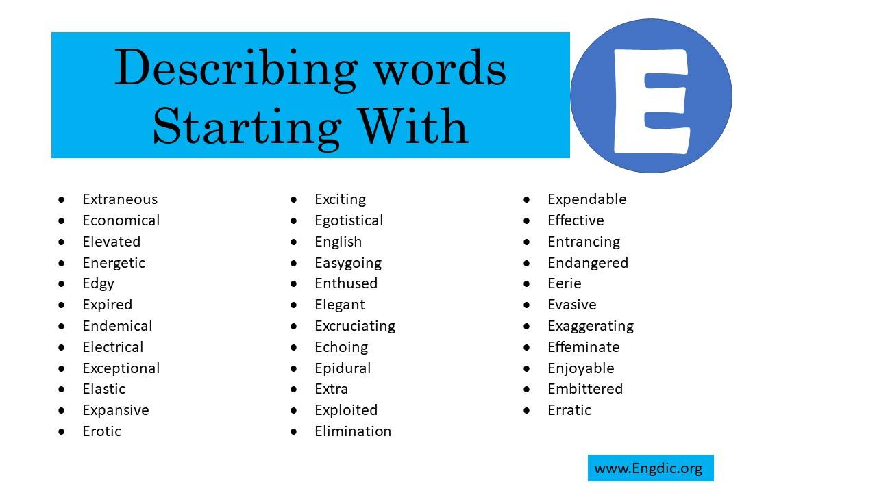 Describing Words Starting With E For A Girl