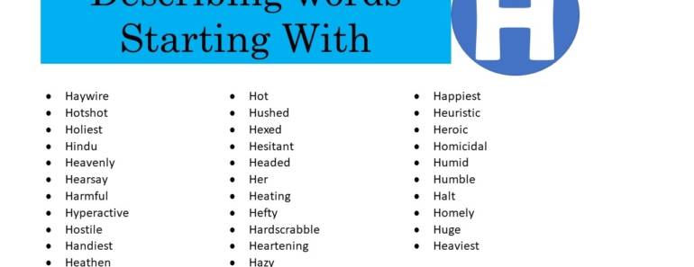 Describing Words That Start With H