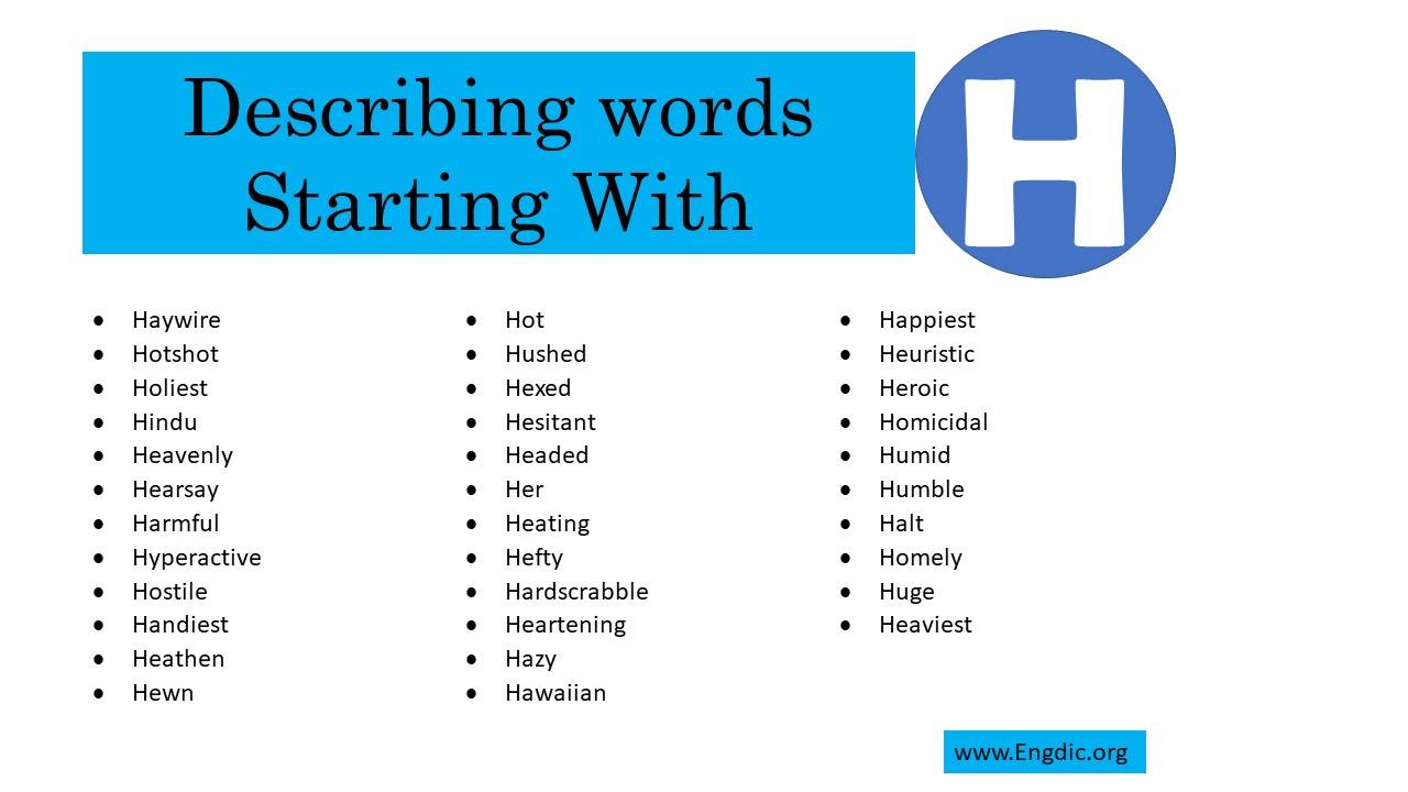 Describing Words That Start With H EngDic