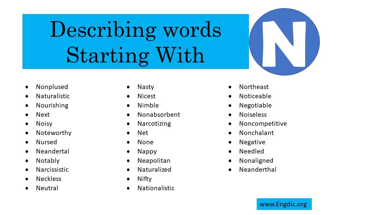 Describing Words That Start With N EngDic