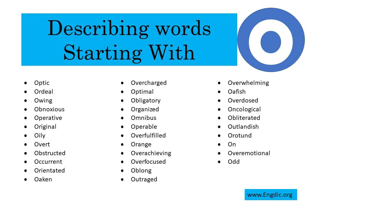 Describing Words That Start With O EngDic