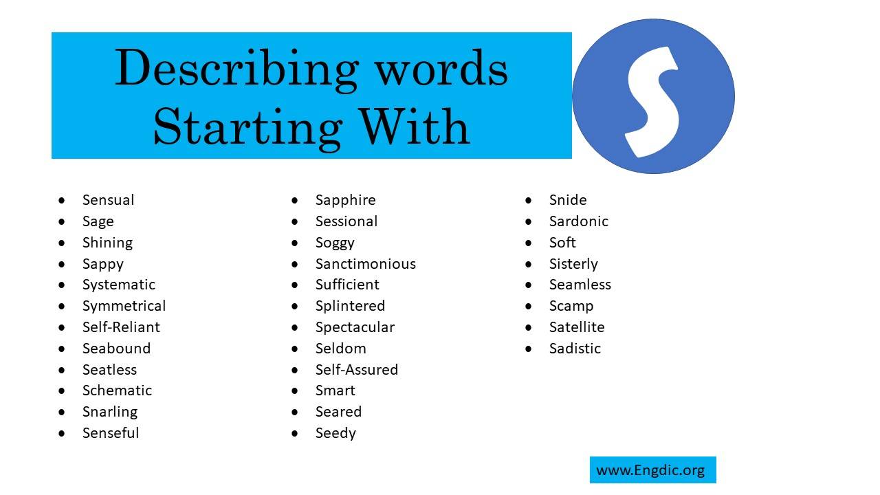 Describing Words That Start With S EngDic