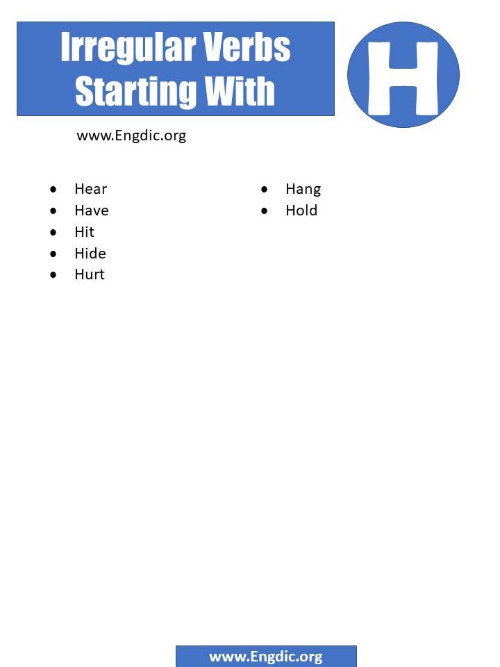 irregular verbs starting with h