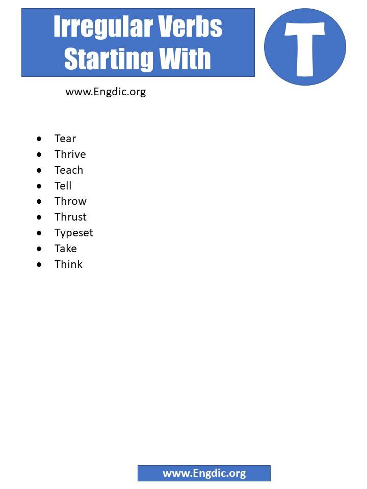 irregular verbs starting with t