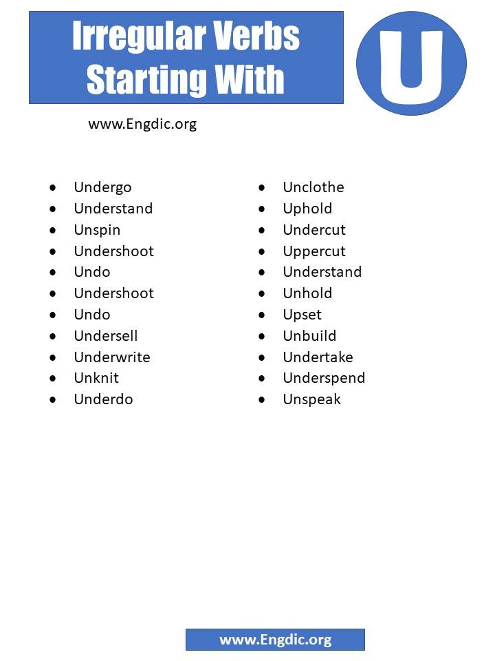 irregular verbs starting with u