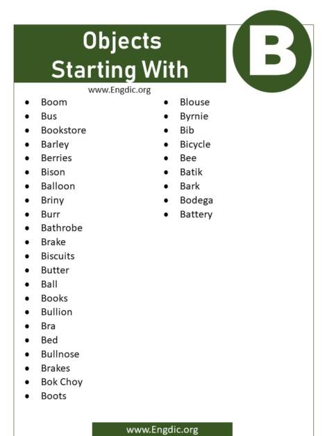 List Of Objects That Start With B - EngDic