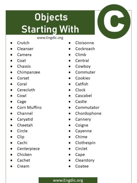 List Of Objects That Start With C - EngDic