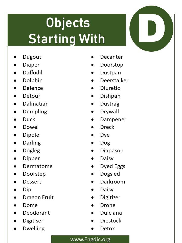 List Of Objects That Start With D - EngDic