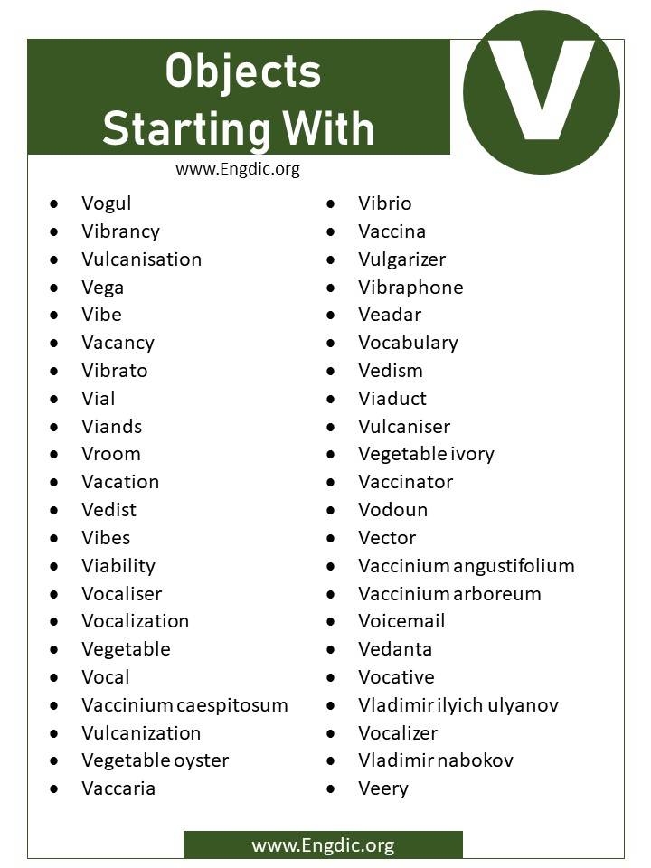 List Of Objects That Start With V EngDic