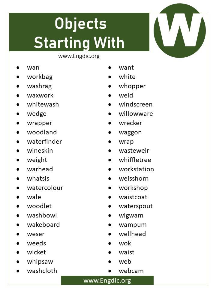 objects starting with w 3