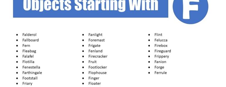List Of Objects That Start With F