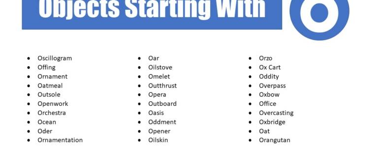 List Of Objects That Start With O