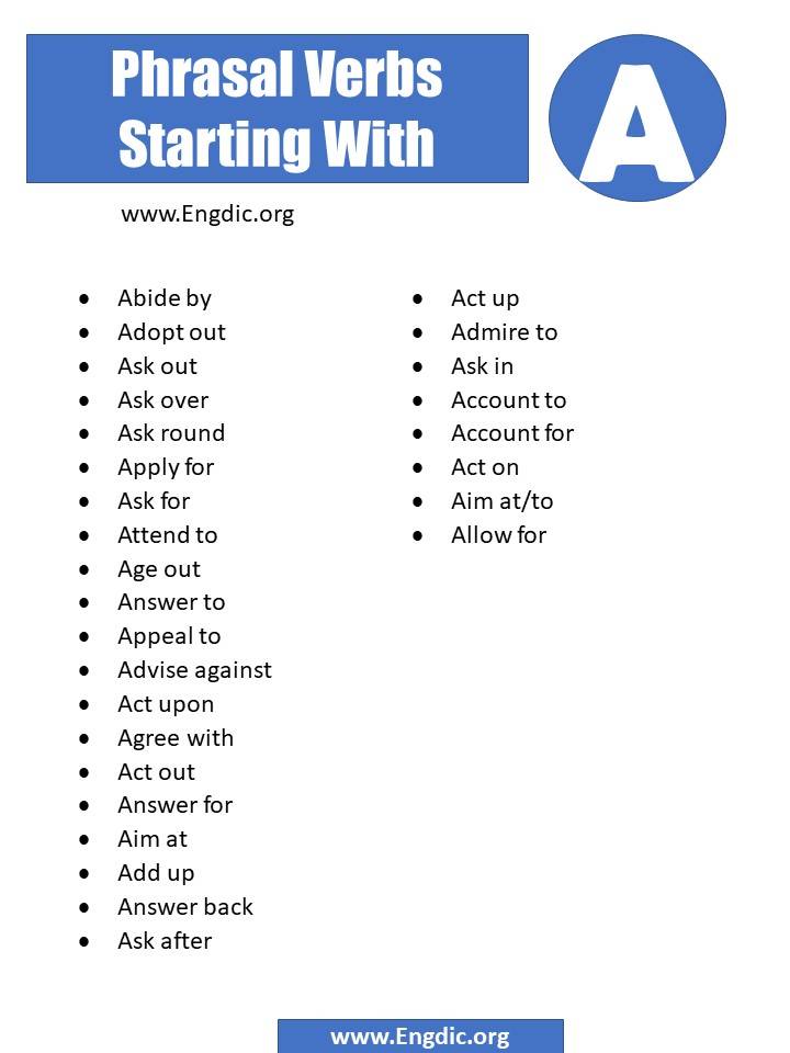 phrasal verbs starting with a
