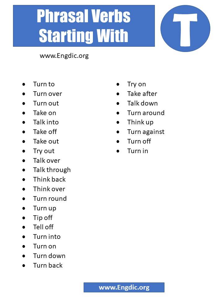 phrasal verbs starting with t