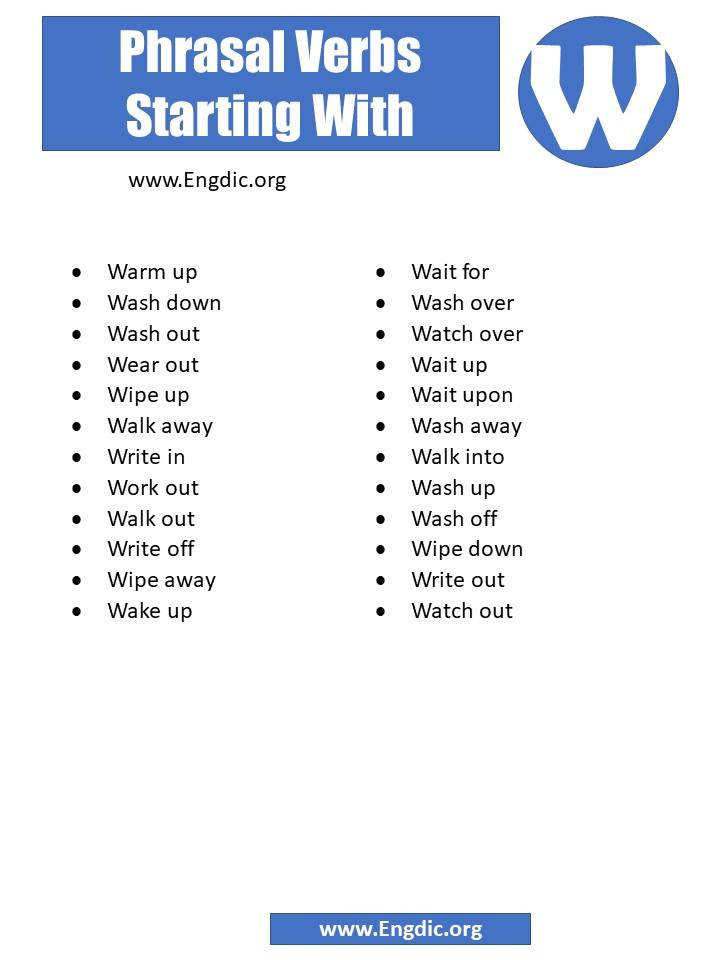 phrasal verbs starting with w