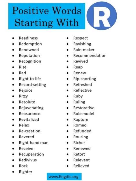 Positive Words Starting With R - EngDic