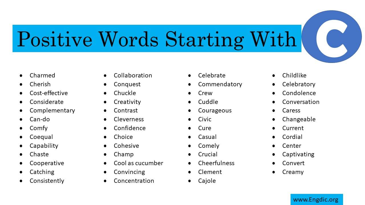 Positive Words Starting With C EngDic