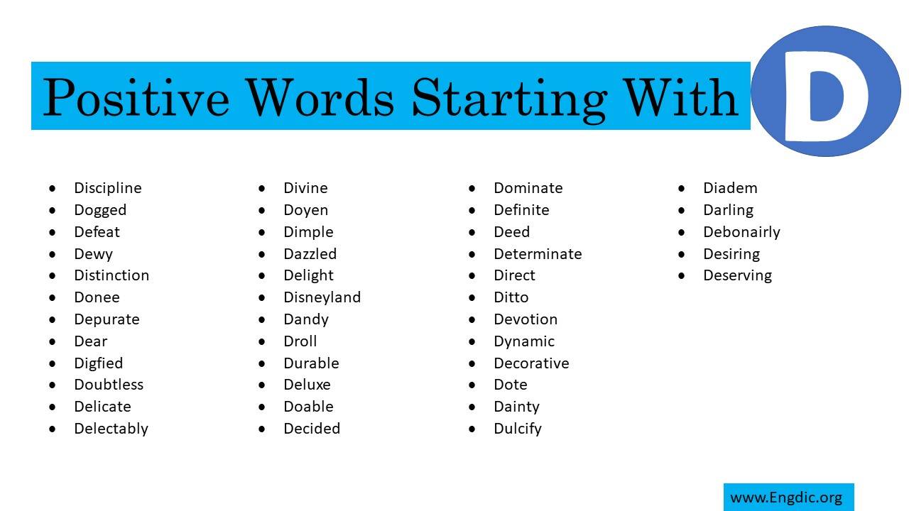 Positive Words Starting With D EngDic
