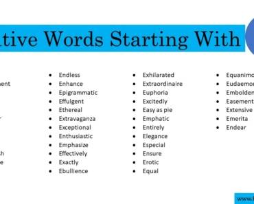 Positive Words Starting With E