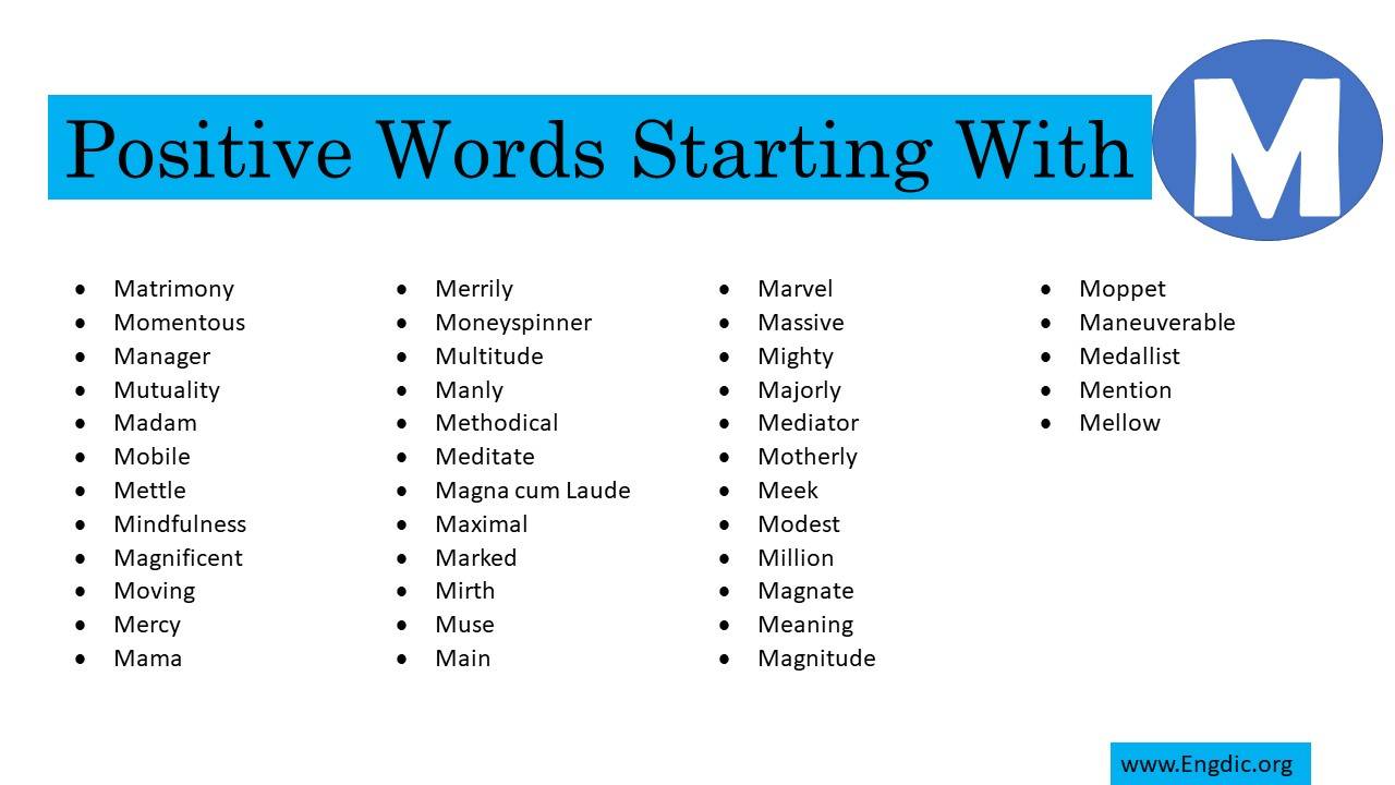 Positive Words Starting With M - EngDic