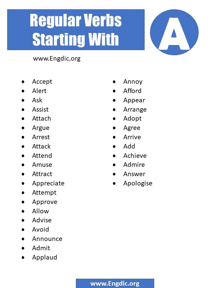 regular verbs starting with a