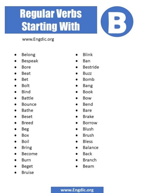 Verbs That Start With B - EngDic