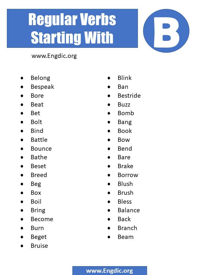 regular verbs starting with b