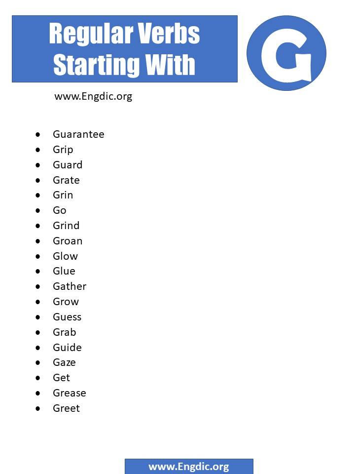 regular verbs starting with g
