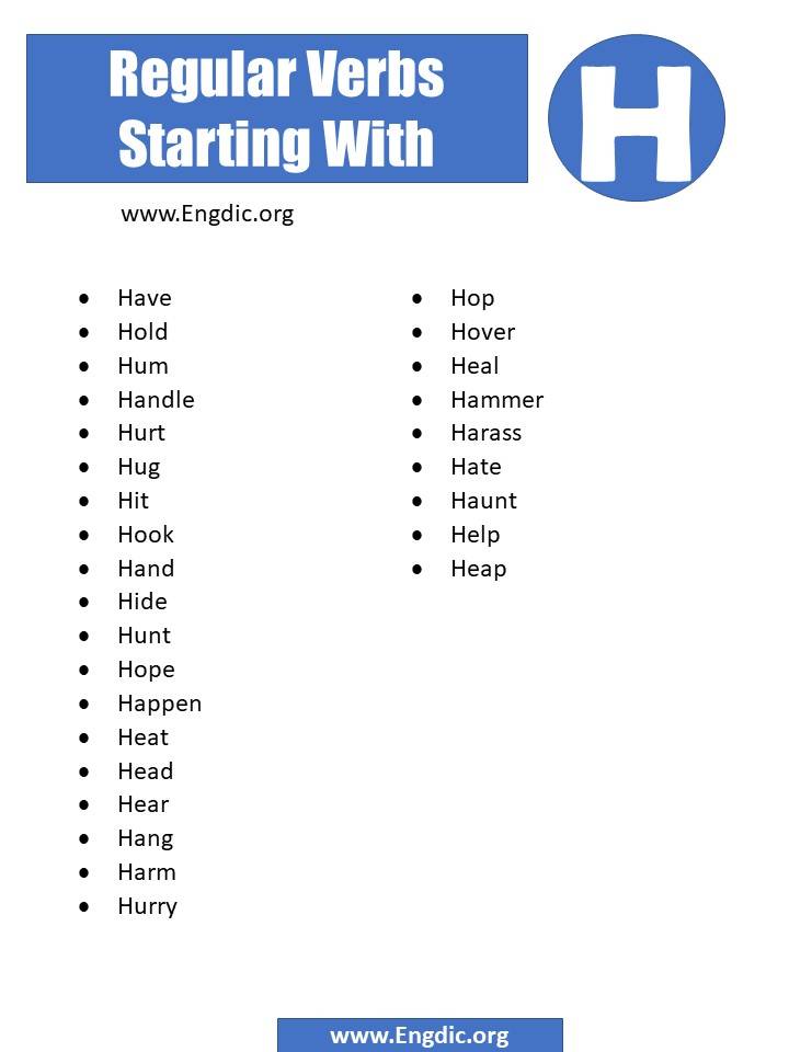 regular verbs starting with h