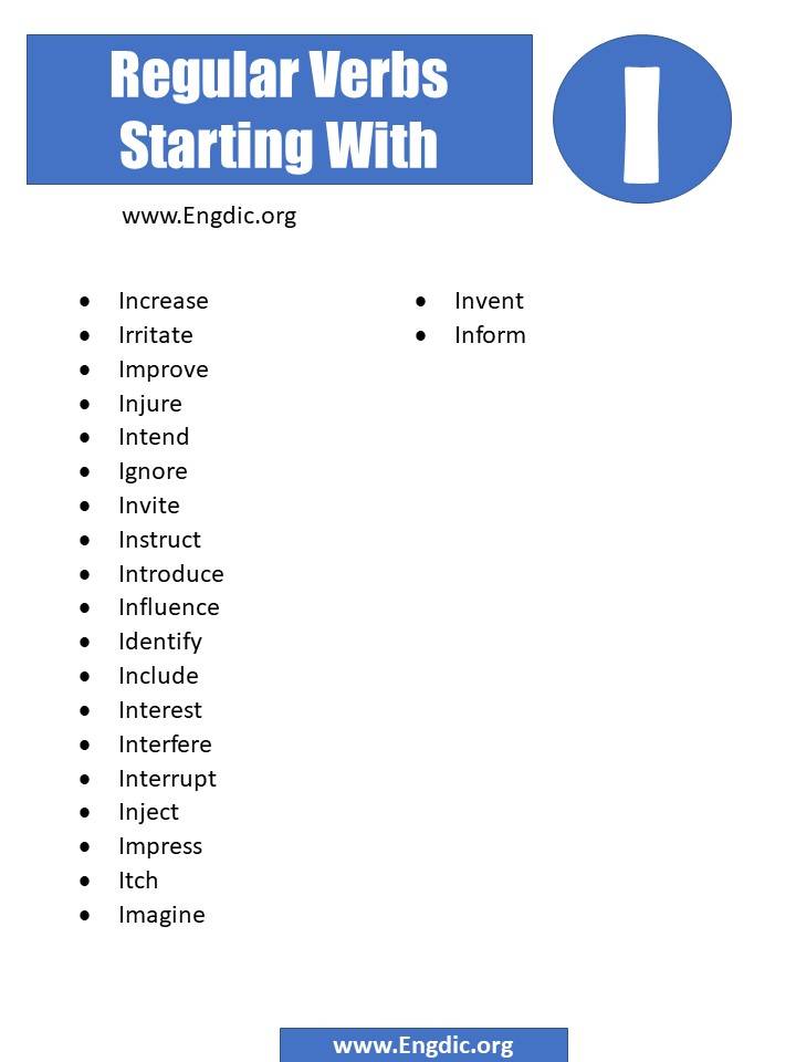 regular verbs starting with i