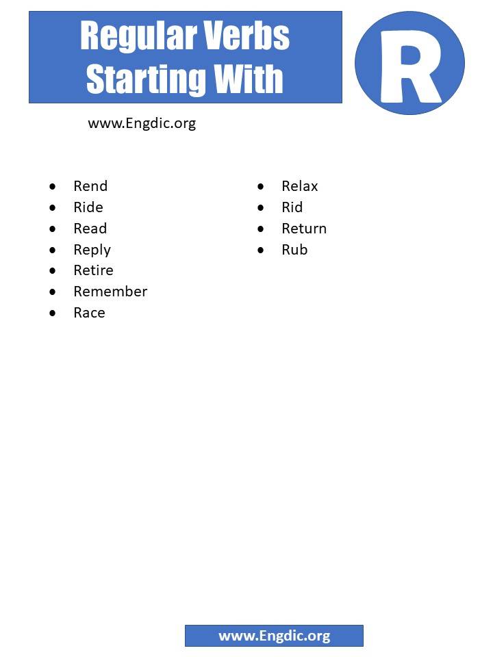 regular verbs starting with r