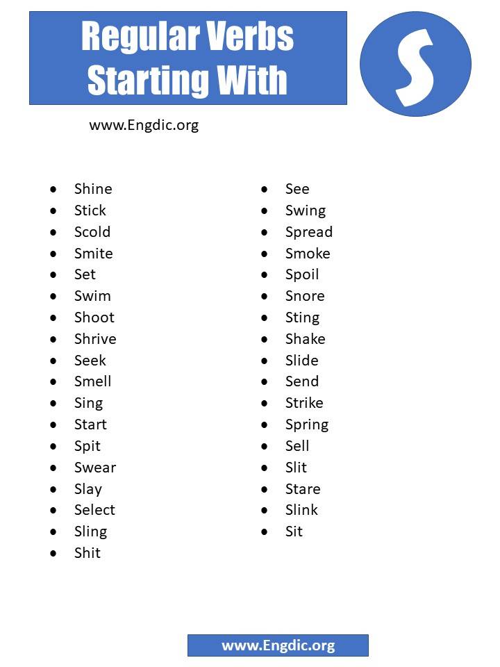 regular verbs starting with s