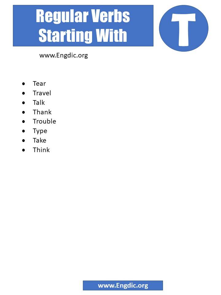 regular verbs starting with t