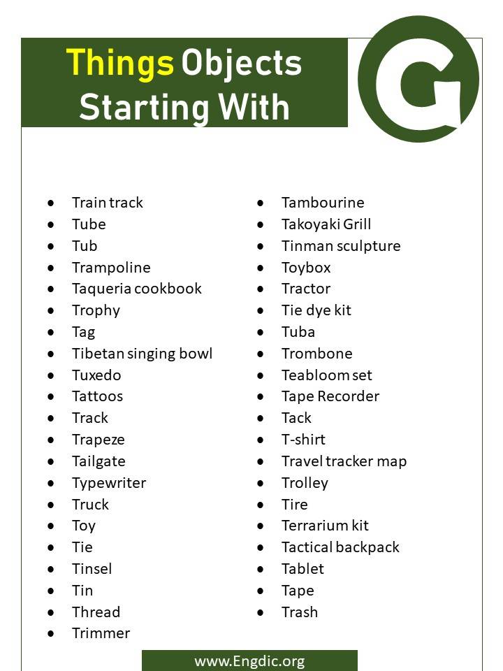 List Of Objects That Start With G - EngDic