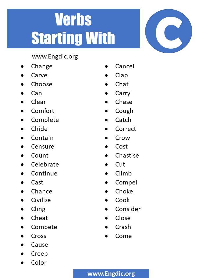 verbs starting with c